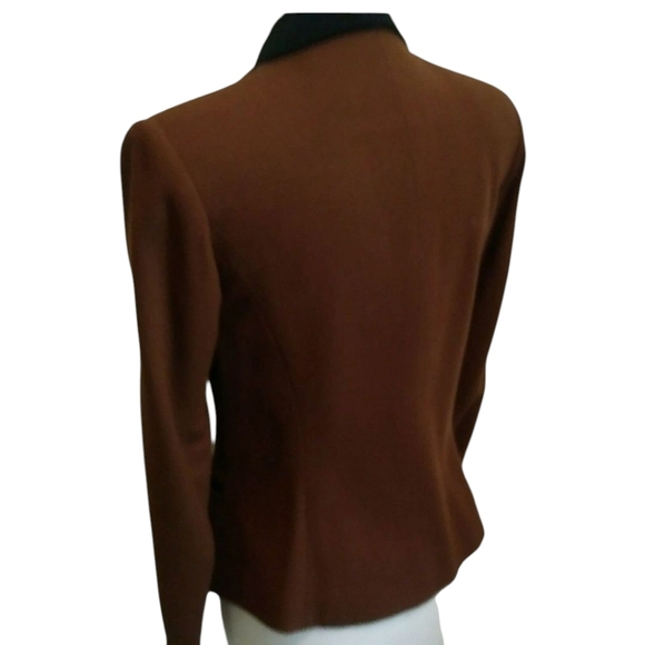 Vtg Cache Quiet Luxury 100% Wool Old Money Brown/ Black Blazer Sz 12 - Picture 2 of 12